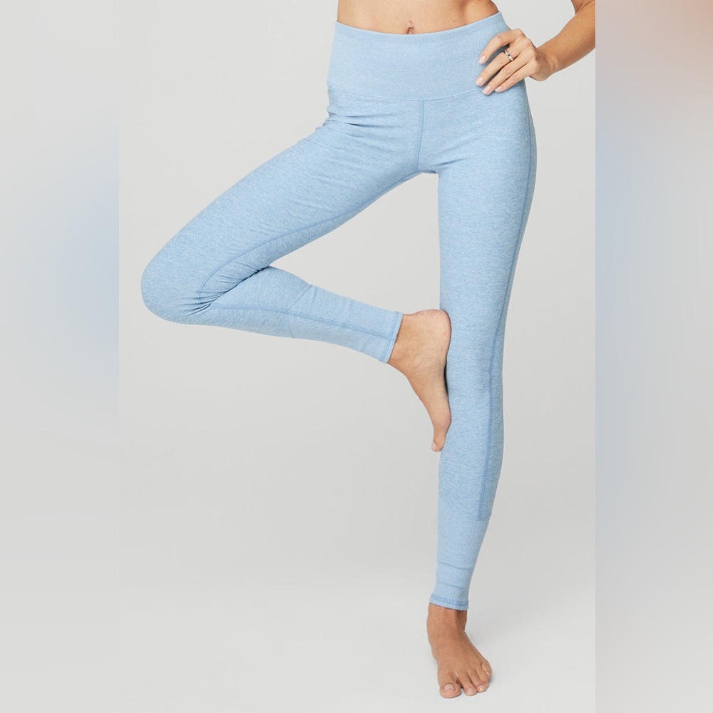 High-Waist Alosoft Lounge Legging in Tile Blue/White Heather by Alo Yoga